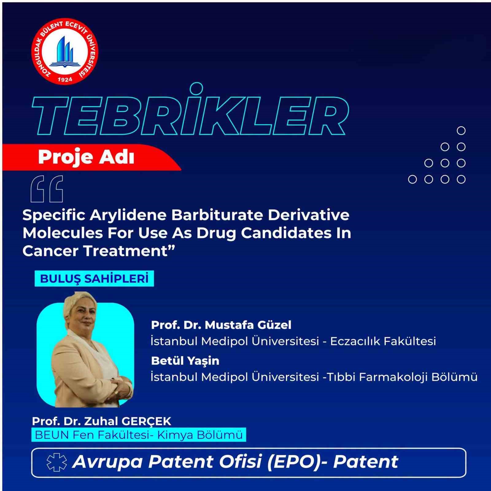 BEUN öğretim üyesinin Avrupa patent başvurusu kabul edildi