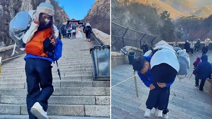 ‘Tırmanma Arkadaşı’ Turistleri Sırtında Taşıyarak Binlerce Dolar Kazanıyor New York Post’un haberine göre 26 yaşındaki Xiao Chen, UNESCO’nun