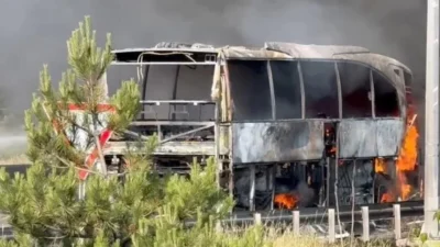 İstanbul yolu üzerinde seyir halinde olan bir yolcu otobüsü, henüz