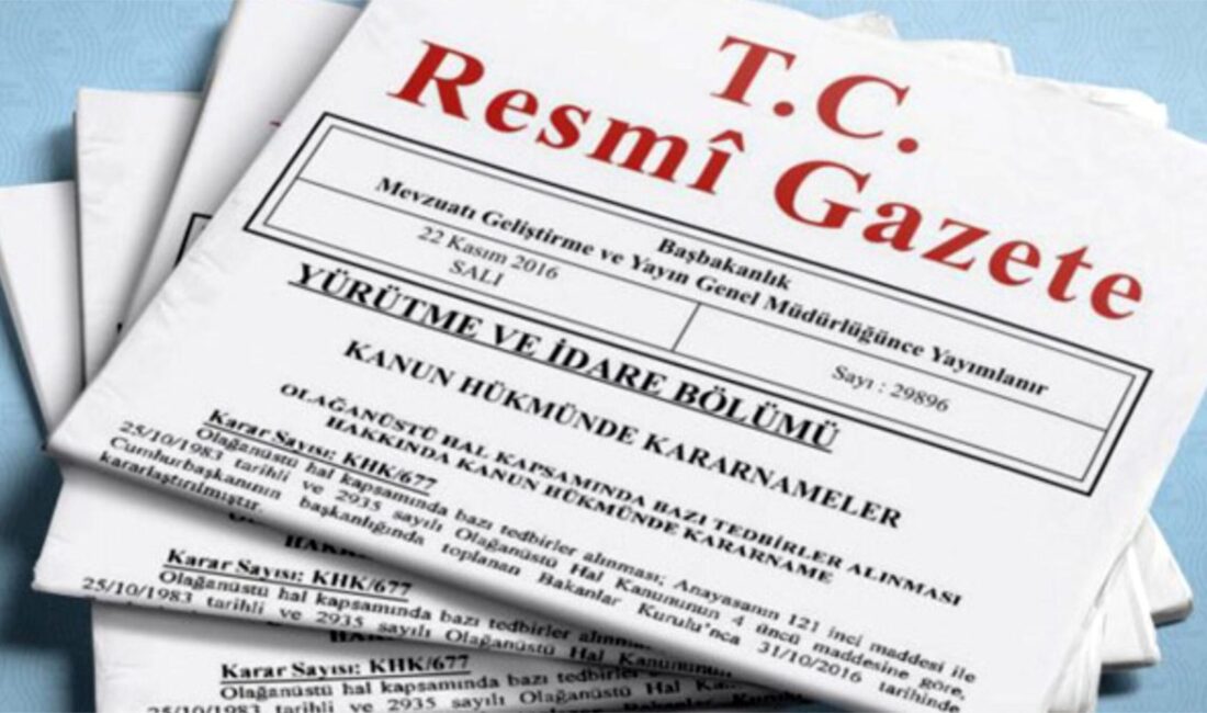 Ankara – Türkiye Cumhuriyeti’nin resmi yayın organı Resmi Gazete’nin 19
