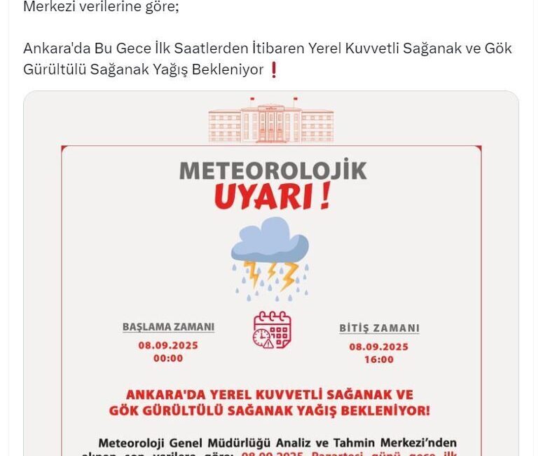 ANKARA, – ANKARA Valiliği, bugün gece saatlerinden itibaren kentte etkili