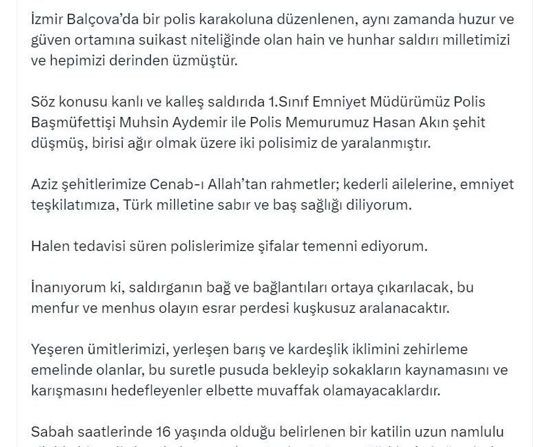 ANKARA, – MHP Genel Başkanı Devlet Bahçeli, İzmir’deki polis merkezine