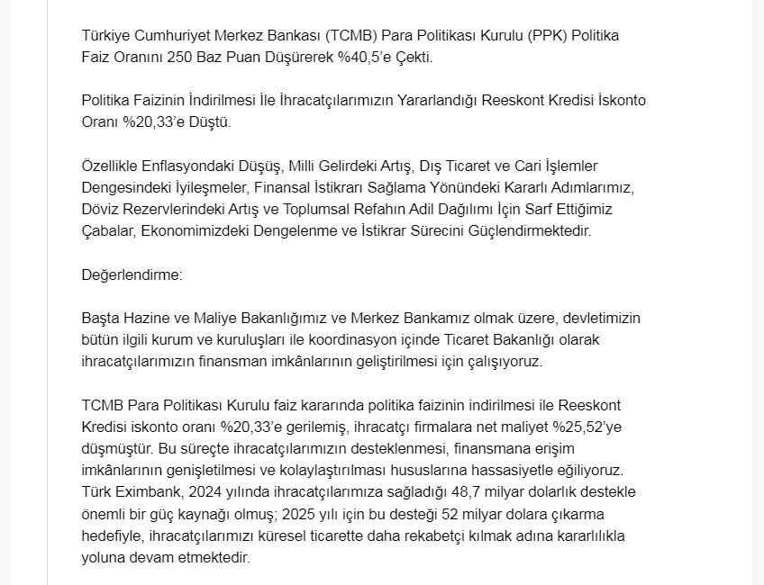ANKARA, – TİCARET Bakanı Ömer Bolat, “Enflasyondaki düşüş, milli gelirdeki