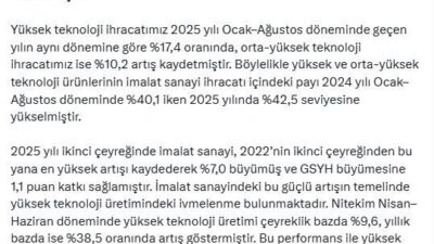 ANKARA, – TİCARET Bakanı Ömer Bolat, 2025 yılı Ocak-Ağustos döneminde