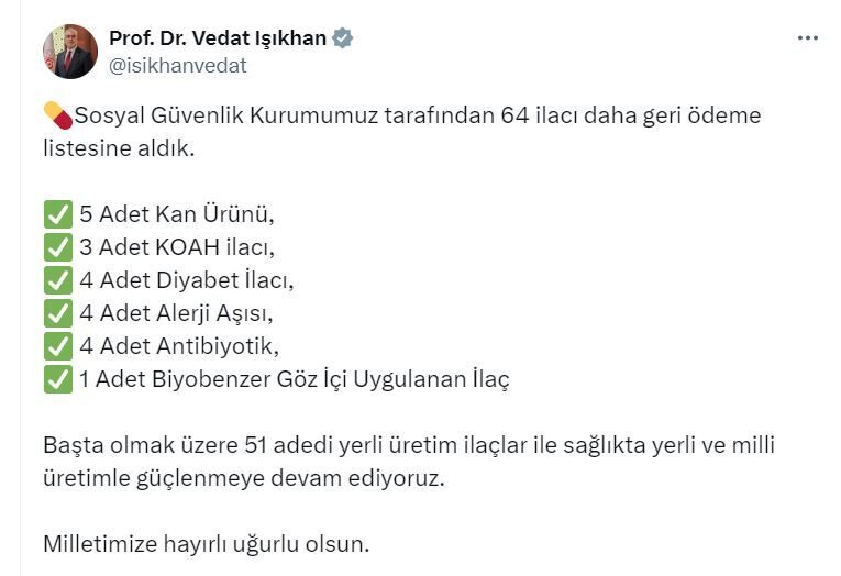 ANKARA, – ÇALIŞMA ve Sosyal Güvenlik Bakanı Vedat Işıkhan, 51’i