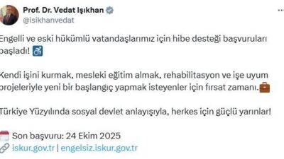 ANKARA, – ÇALIŞMA ve Sosyal Güvenlik Bakanı Vedat Işıkhan, engelli