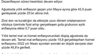 ANKARA, – HAZİNE ve Maliye Bakanı Mehmet Şimşek, enflasyon oranlarına