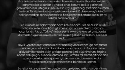 İSTANBUL, – GALATASARAYLI futbolcu Barış Alper Yılmaz, son günlerde hakkında