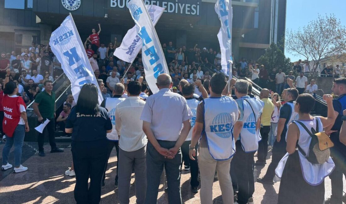 İŞÇİLERE KESK’TEN DESTEK Buca Belediyesi binasını ‘işgal’ eden işçilere, belediyede