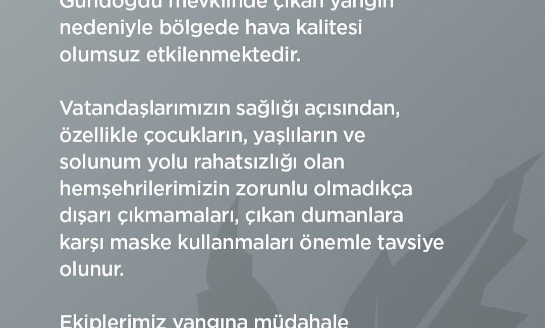 OSMANGAZİ BELEDİYESİ’NDEN UYARI Osmangazi ilçesi kırsal Gündoğdu Mahallesi yakınlarında çıkan