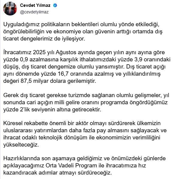 ANKARA, – CUMHURBAŞKANI Yardımcısı Cevdet Yılmaz, “Gerek dış ticaret gerekse