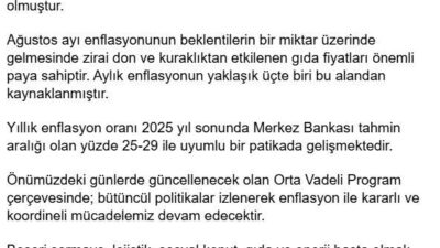 ANKARA, – CUMHURBAŞKANI Yardımcısı Cevdet Yılmaz, “Yıllık enflasyon oranı 2025