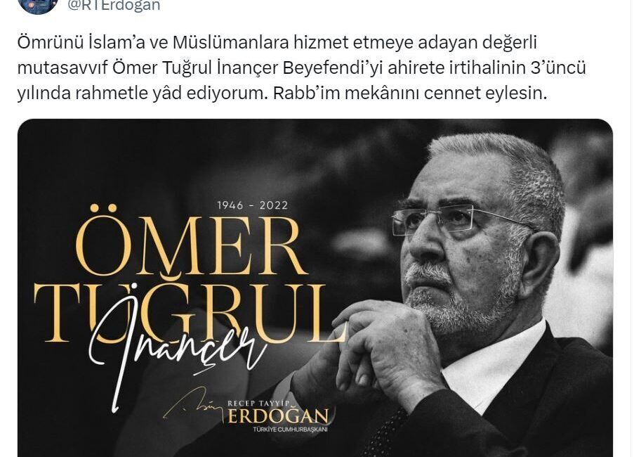 ANKARA, – CUMHURBAŞKANI Recep Tayyip Erdoğan, mutasavvıf Ömer Tuğrul İnançer’i