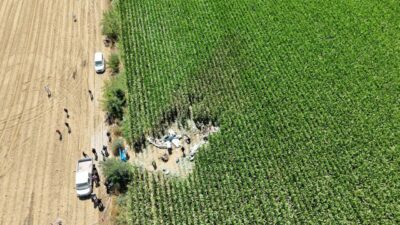 UÇAĞIN DÜŞTÜĞÜ ALAN DRONLA GÖRÜNTÜLENDİ İzmir’in Torbalı ilçesinde düşen eğitim