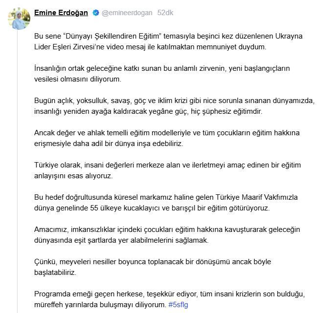ANKARA, – CUMHURBAŞKANI Recep Tayyip Erdoğan’ın eşi Emine Erdoğan, Ukrayna’nın