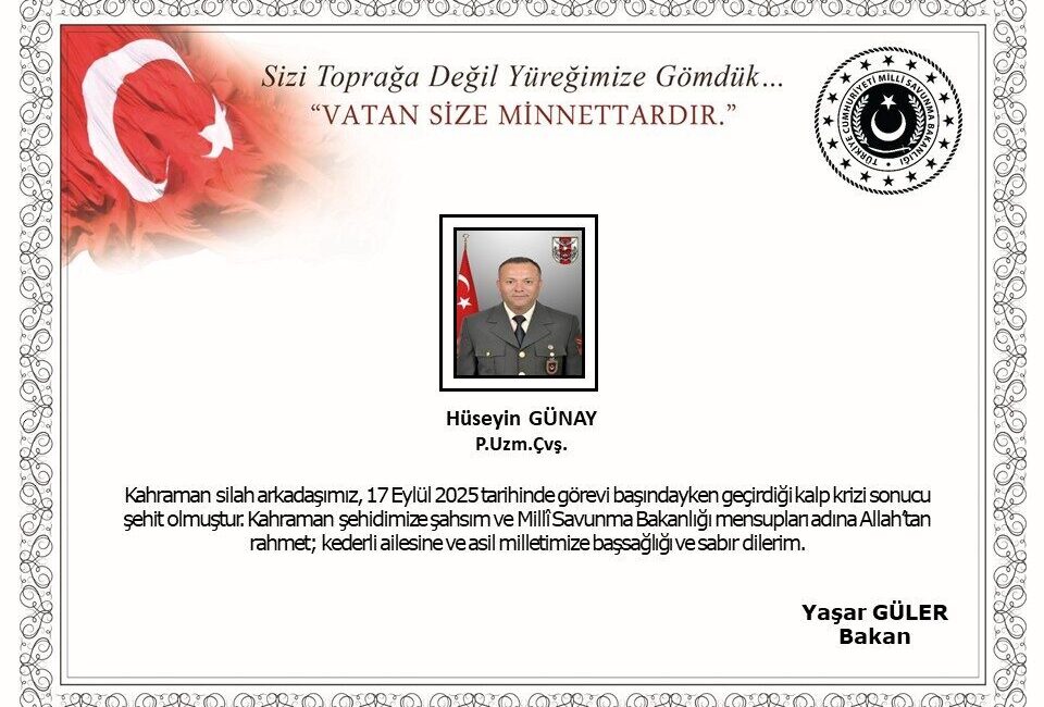 ANKARA, – MİLLİ Savunma Bakanlığı (MSB), görevi başında kalp krizi