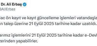 ANKARA, – DİYANET İşleri Başkanı Ali Erbaş, 2026 hac ön