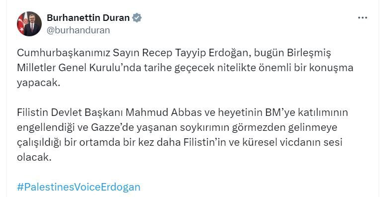 ANKARA, – İLETİŞİM Başkanı Burhanettin Duran, “Cumhurbaşkanımız Sayın Recep Tayyip