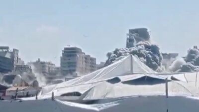 FİLİSTİN, – İSRAİL ordusu, Gazze’nin batısındaki çok katlı bir binaya