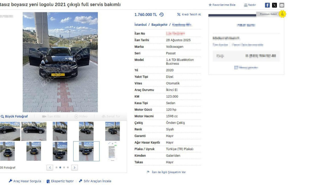 İSTANBUL, – İSTANBUL’da bir galerinin internette yayınladığı ilanlarında araçların kilometrelerini