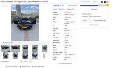 İSTANBUL, – İSTANBUL’da bir galerinin internette yayınladığı ilanlarında araçların kilometrelerini