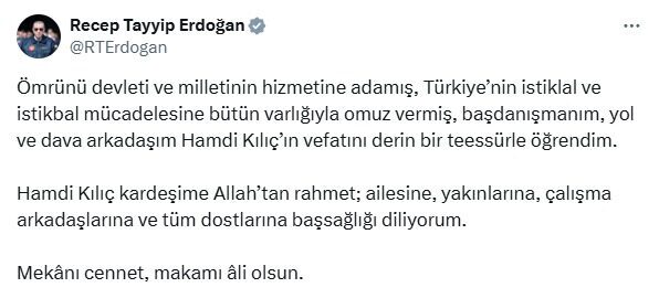 Tuğçe SEZER ODABAŞI/İSTANBUL, -Cumhurbaşkanı Recep Tayyip Erdoğan, hayatını kaybeden Cumhurbaşkanı