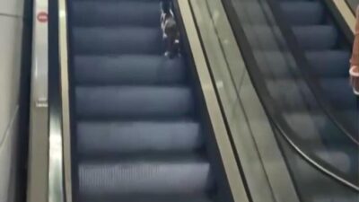 İbrahim YILDIZ/İSTANBUL, – İSTANBUL’da Sabiha Gökçen Havalimanı’nda yürüyen merdivene ters