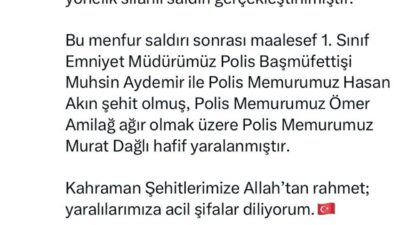 BAKAN YERLİKAYA: 2 POLİSİMİZ ŞEHİT OLDU İçişleri Bakanı Ali Yerlikaya,