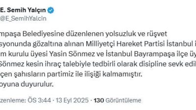 ‘PARTİMİZLE İLİŞİKLERİ KALMAMIŞTIR’ MHP Genel Başkan Yardımcısı Semih Yalçın, sosyal