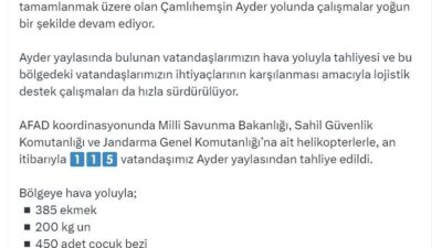 AFAD: 115 VATANDAŞIMIZ AYDER YAYLASINDAN TAHLİYE EDİLDİ AFAD, Rize’deki sel