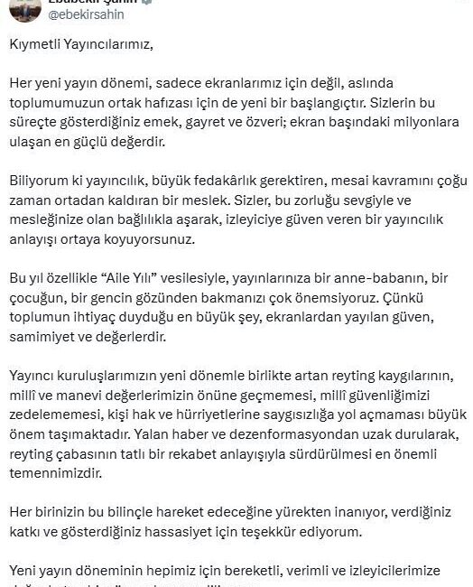 ANKARA, – RADYO ve Televizyon Üst Kurulu (RTÜK) Başkanı Ebubekir