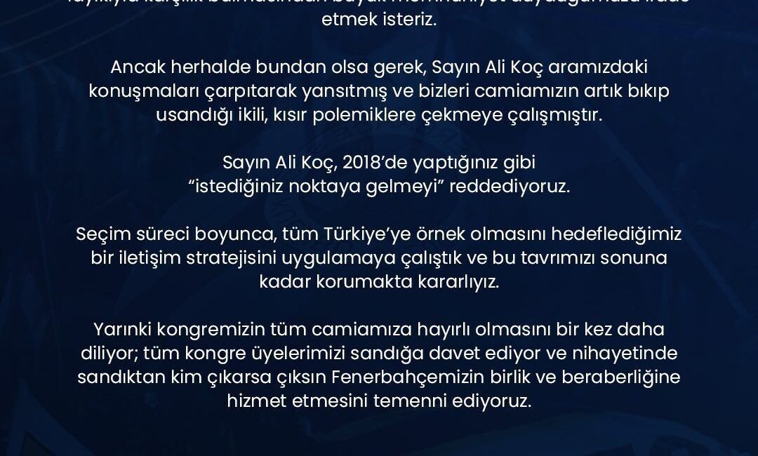 İSTANBUL, – FENERBAHÇE Spor Kulübü’nde yapılacak olağanüstü seçimli genel kurul