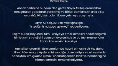 İSTANBUL, – FENERBAHÇE Spor Kulübü’nde yapılacak olağanüstü seçimli genel kurul