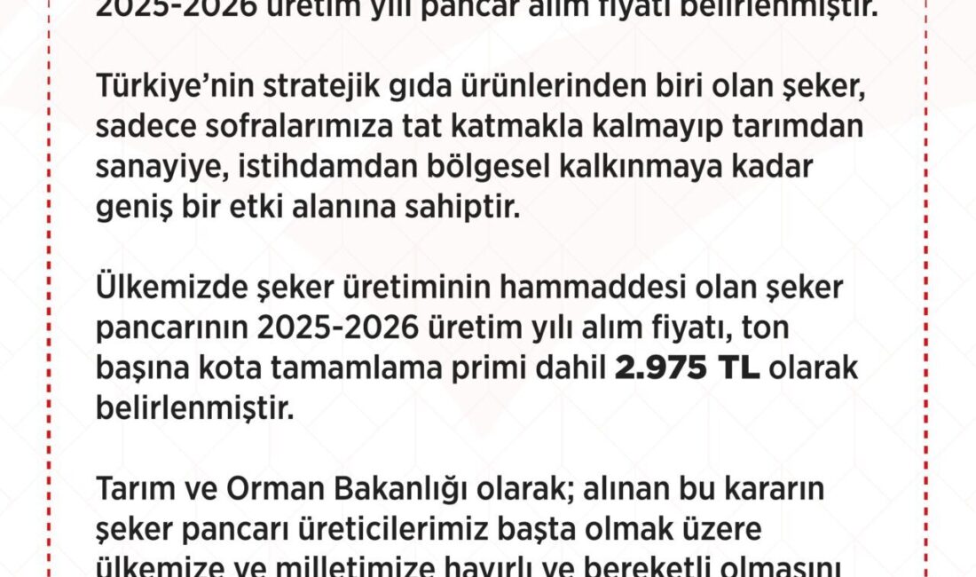 ANKARA, – TARIM ve Orman Bakanlığı, Türkiye Şeker Fabrikaları A.Ş.