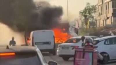 Yiğithan HÜYÜK/ BURSA, – BURSA’da seyyar kokoreç minibüsünde çıkan yangın,