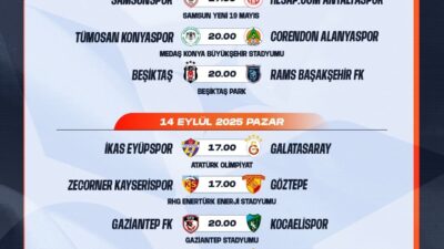 İSTANBUL, – SÜPER Lig’de 5’nci ve 6’ncı hafta maç programı