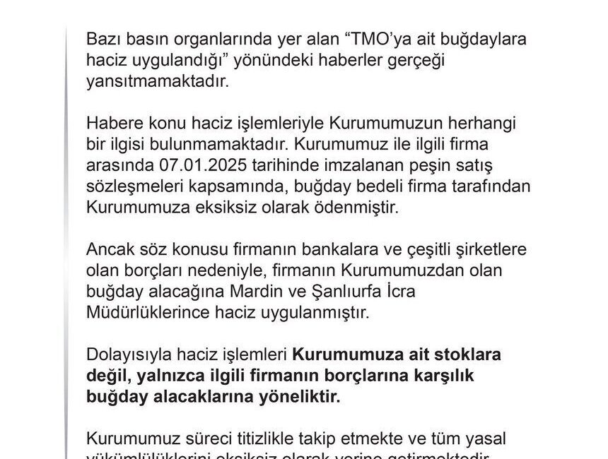 Gizem CENGİL/ANKARA, – TOPRAK Mahsulleri Ofisi (TMO), ‘TMO’ya ait buğdaylara