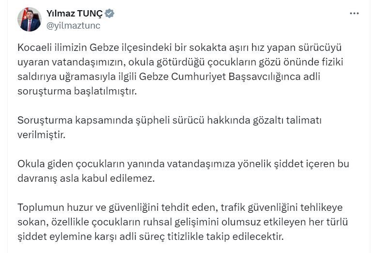 BAKAN TUNÇ: SÜRÜCÜ HAKKINDA GÖZALTI TALİMATI VERİLDİ Adalet Bakanı Yılmaz