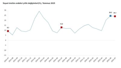 ANKARA, – TÜRKİYE İstatistik Kurumu (TÜİK), temmuz ayında inşaat üretiminin