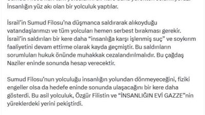 ANKARA, – AK Parti Sözcüsü Ömer Çelik, “İsrail’in Sumud Filosu’na