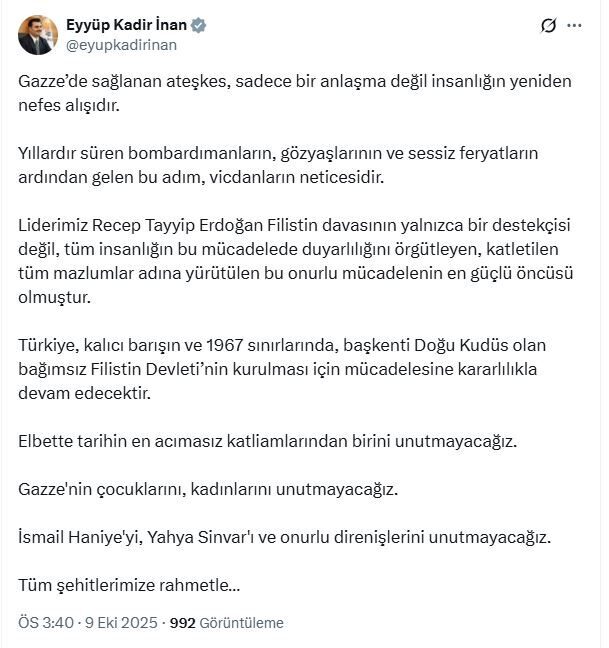 ANKARA, – AK Parti Genel Sekreteri Eyyüp Kadir İnan, “Türkiye,