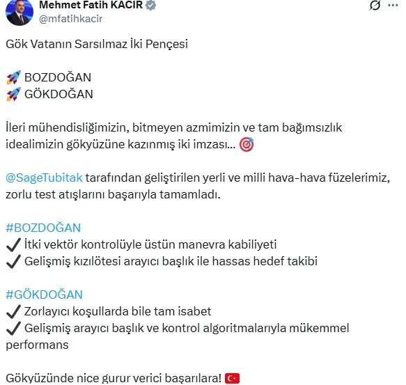 ANKARA, – SANAYİ ve Teknoloji Bakanı Mehmet Fatih Kacır, “TÜBİTAK