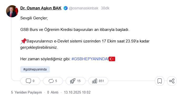 ANKARA, – GENÇLİK ve Spor Bakanı Osman Aşkın Bak, 2025-2026