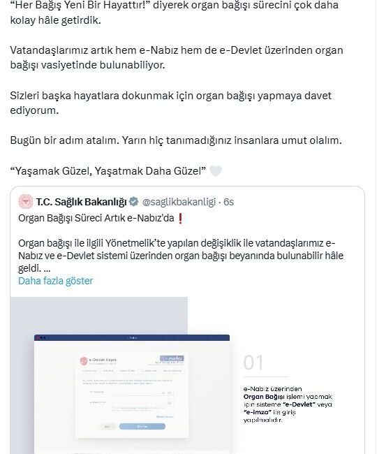 ANKARA, – SAĞLIK Bakanı Kemal Memişoğlu, “Vatandaşlarımız artık hem e-Nabız
