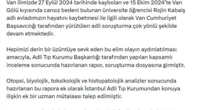 ANKARA, – ADALET Bakanı Yılmaz Tunç, Rojin Kabaiş’in ölümüne ilişkin,