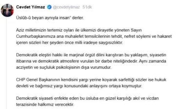 ANKARA, – CUMURBAŞKANI Yardımcısı Cevdet Yılmaz, “Aziz milletimizin tertemiz oyları