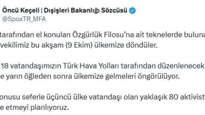 ANKARA, – DIŞİŞLERİ Bakanlığı Sözcüsü Öncü Keçeli, “İsrail’de bulunan diğer