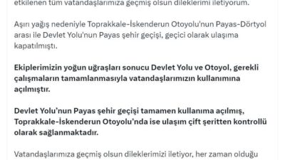 BAKAN URALOĞLU: DEVLET YOLU VE OTOYOL KULLANIMA AÇILDI Ulaştırma ve