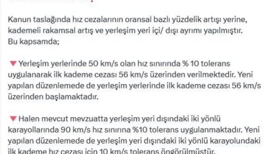 ANKARA, – İÇİŞLERİ Bakanlığı’ndan yapılan açıklamada, Karayolları Trafik Kanunu’nda değişiklik