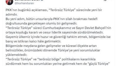 ANKARA, – İLETİŞİM Başkanı Burhanettin Duran, terör örgütü PKK’nın Türkiye’den